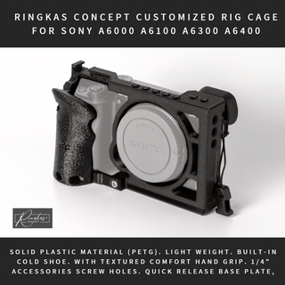 RINGKAS CONCEPT Customized Rig Cage Case Sony A6000 A6100 A6300 A6400 A6500 NEX-6 NEX 6 NEX-7 Casing Sony A6000 A6100 A6300 A6400 A6500 With Comfort Hand Grip For SmallRig Base Plate Arca Interface Quick Release Tripod