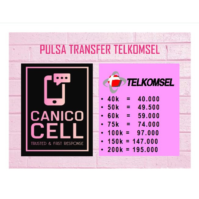 Pulsa Transfer Telkomsel 40/50/60/75/100/150/200