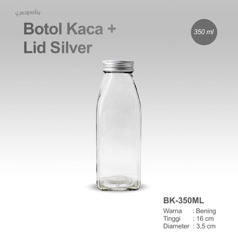 Botol Minum Kaca 350 ML - Botol Kopi Teh - Botol Asi - Gratis Tutup