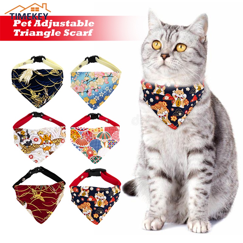 TK 1PC Cat Saliva Towel And Wind Triangle Scarf Cat Collar Small Dog Pet Accessories