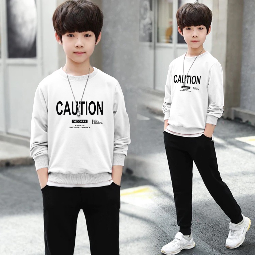 Switer Caution Terbaru / Sweater Anak Laki-laki /  Sweeter Gaming Bahan Babyterry / FLAVA_STORE