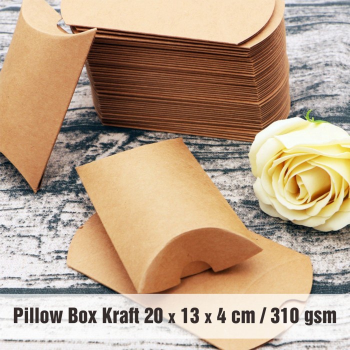 

Pillow Box Kotak Souvenir Kado Gift Paper Bag Kraft 20x13x4 cm 310 gsm (1 Pack isi 10 pcs)