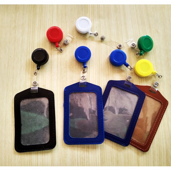 Name tag ID card Holder Kulit free Plus Yoyo clip