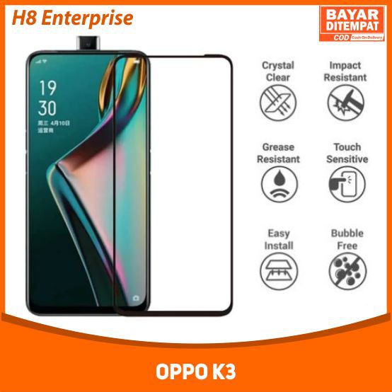 Tempered Glass 21D for Oppo K3 Tempered Glass Full Layar Full Cover Full Glue