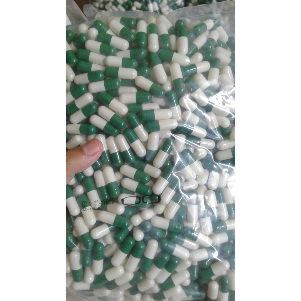 Kapsul Kosong Warna Putih Hijau ukuran 00 | Cangkang Kapsul Warna 00