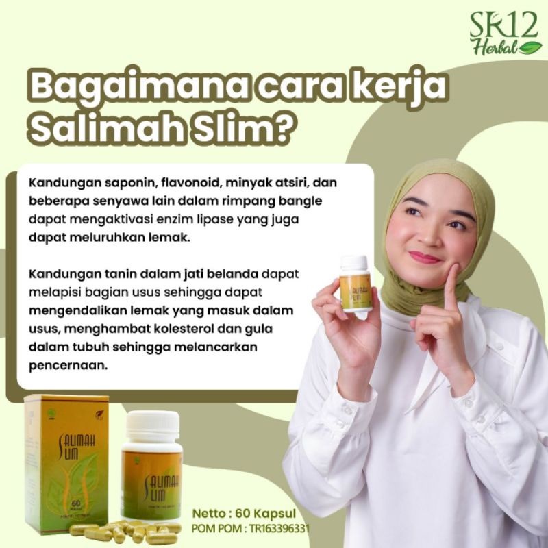 Penurun Berat Badan Ampuh Salimah Slim SR12 Obat Pengurus Badan Langsing Peluntur Lemak Alami Aman BPOM S99