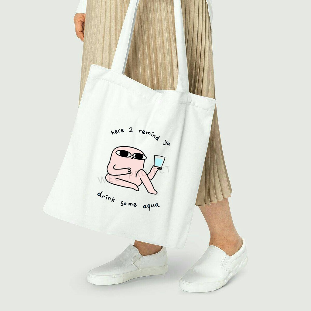 TOTE BAG KANVAS MURAH / TOTE BAG WANITA / TOTE BAG MOTIF CARTOON