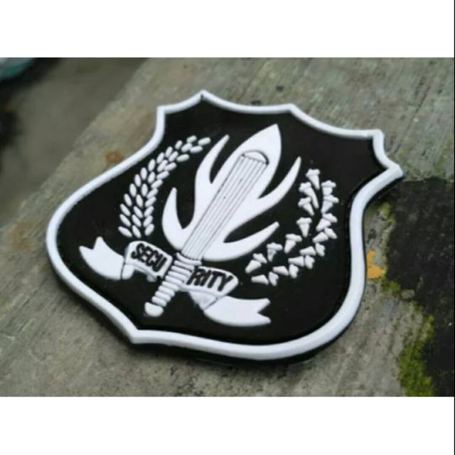 PATCH RUBBER TEMPELAN LOGO SECURITY PUTIH