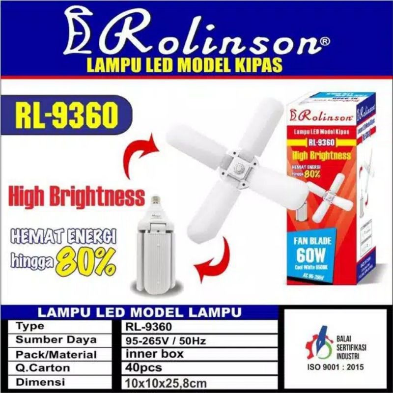 Bohlam lampu LED model kipas RL 9360 60 watt Rolinson