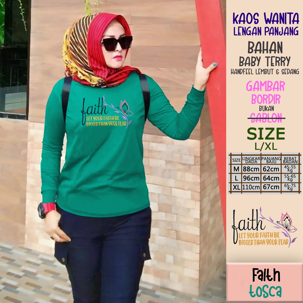 CENOA Kaos Wanita Lengan Panjang  / Kaos Sweatshirt / Atasan Wanita / Atasan Wanita Lengan Panjang-TOSCA FAITH
