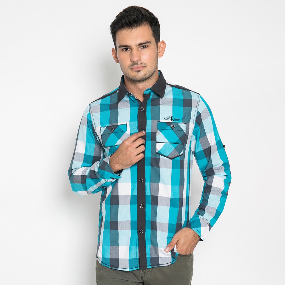 LGS - Kemeja Casual Pria - Lengan Panjang - Kotak-Kotak - Biru - JSH.390.S736F.549.CLS