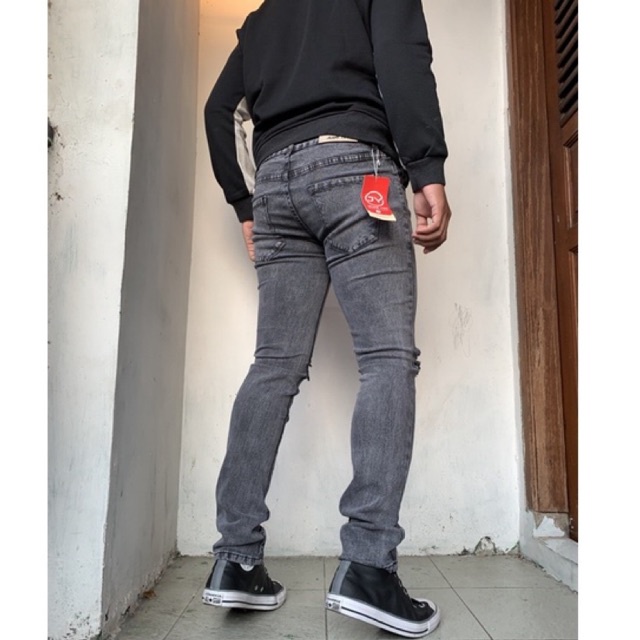 Celana Jeans Panjang Pria Sobek Dengkul Lutut Ripped Stret Murah 24-38 Origal Distro Korean Style