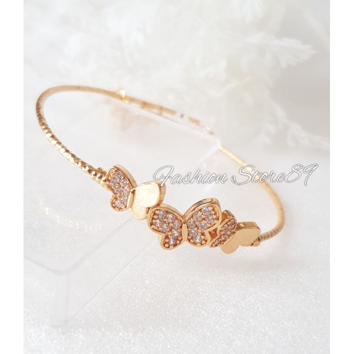 Gelang Bangle 3 Buterfly impor yaxiya xuping Perhiasan lapis emas Impor Bestquality Gelang bangle Dewasa