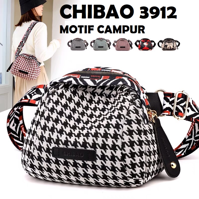 Tas Wanita Import Jinjing dan Selempang CHIBAO Mini CB3912 3912 Motif Campur Parasut Kualitas Super