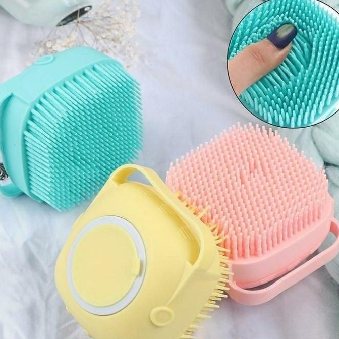 BAJ Sikat Mandi Bahan Silikon Lembut Badan Kepala Shower Brush Silicone Dispenser Sabun &amp; Shampoo - PR014