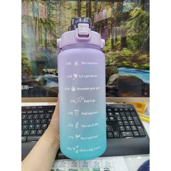 Model Terbaru Botol Minum Jumbo 2 Liter Motivational Water Warna Gradiasi Free buble warp