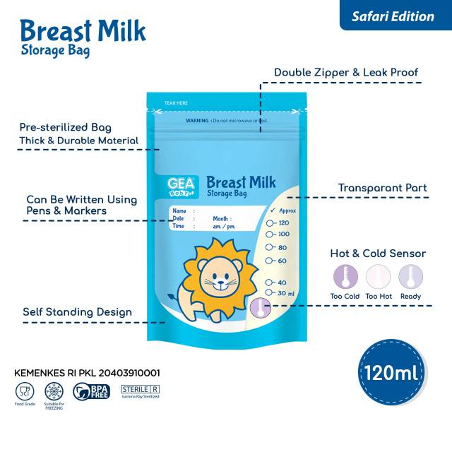 GEA BABY Breastmilk Storage Kantong kantung ASI ASIP Susu isi 30 pcs ukuran 120ml 200ml 250ml
