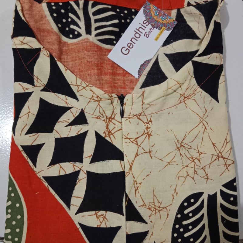 daster batik kelelawar jumbo XXXL LD 140 busui, bahan rayon super tebal dan adem busui-Lowo ayu oren