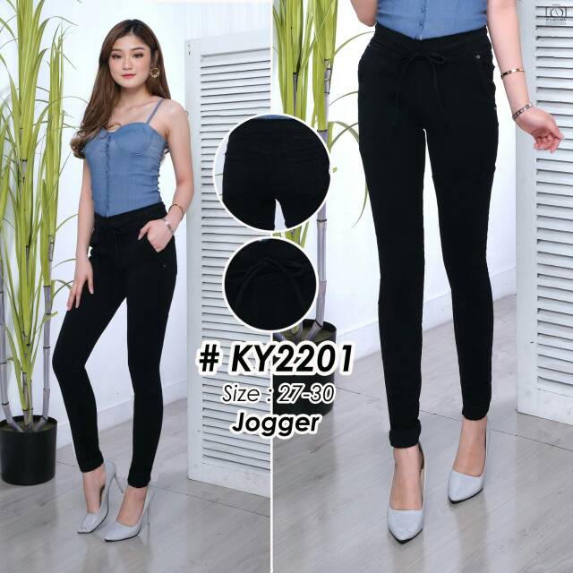 Celana Jeans Jogger/ Celana Joger / Celana Pinggang Karet / Celana Kaki karet / Celana Korea Terbaru