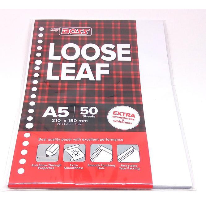 

Kertas Loose Leaf Big Boss A5 Polos - 50 Lembar ( 210 X 150 Mm ) Kode El0944 Za