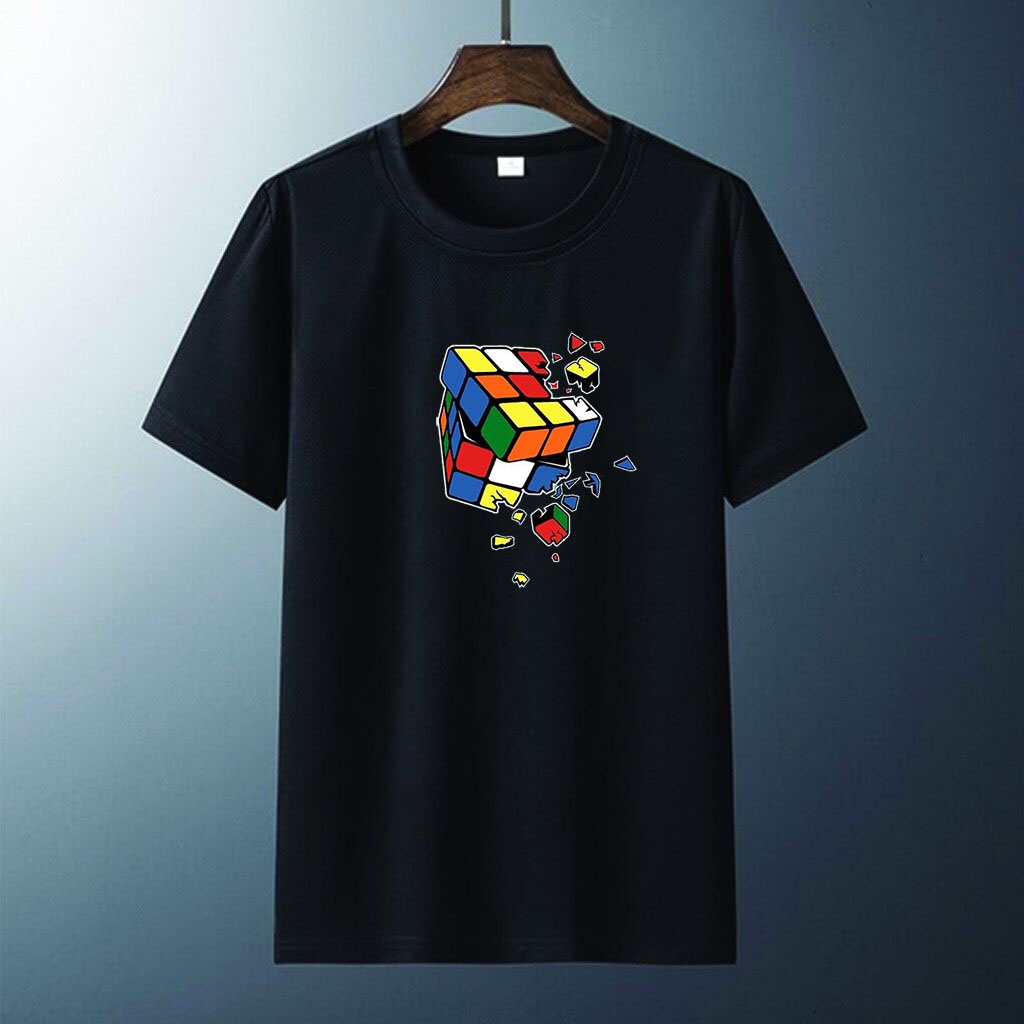 Kaos Pria Distro Gambar Rubik Atasan Lengan Pendek T-shirt Pria Kaos Cowok Cewek pendek