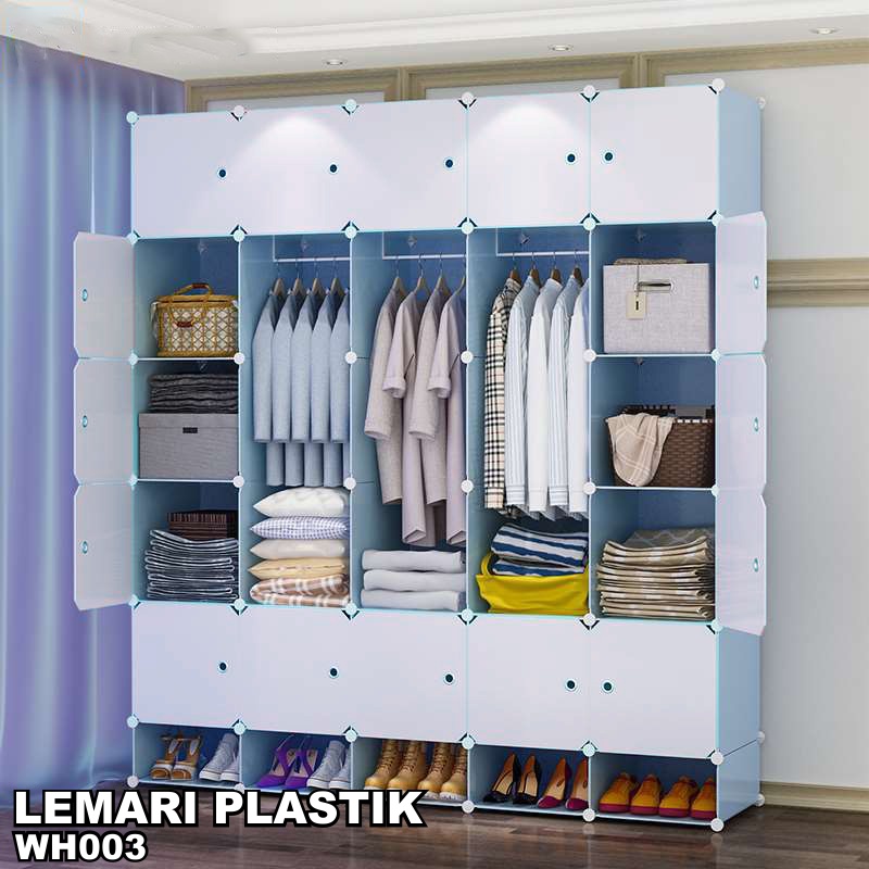 Lemari Resin 25 Pintu 5 Rak Sepatu 3 Gantungan Baju Lemari Plastik Pakaian 25 Pintu + 5 Rak Sepatu Lemari Kabinet Perakitan Sederhana