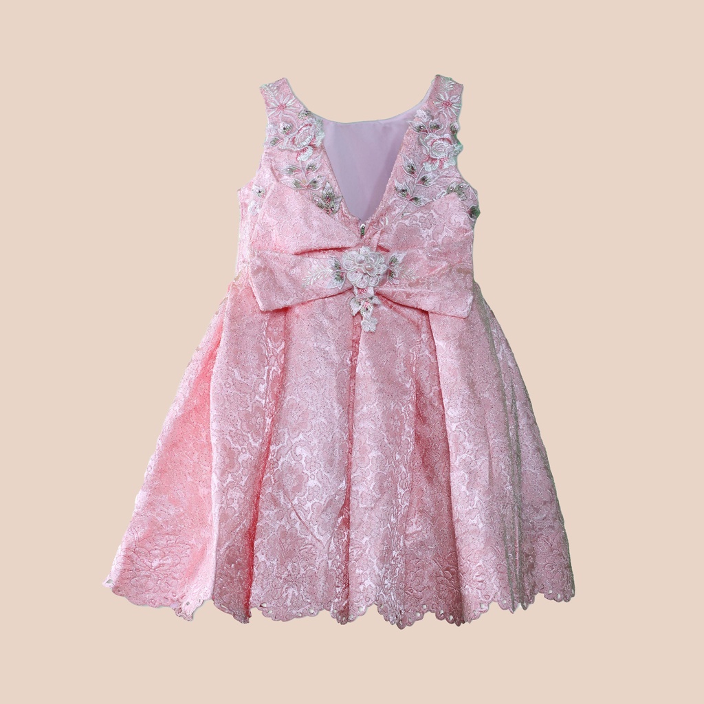 Matilda Dress Anak Perempuan Hotprint Brokat Pita Elegan STL OFFICIAL (1664)