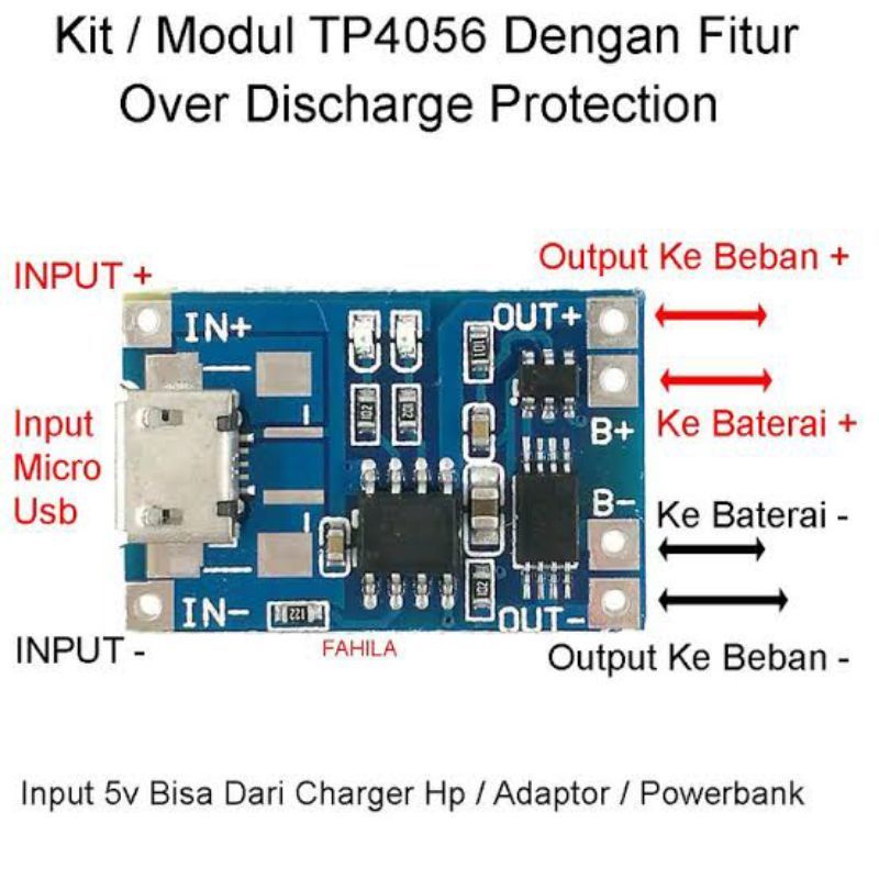 TP4056 Module Charger Lhitium dengan Proteksi Baterai