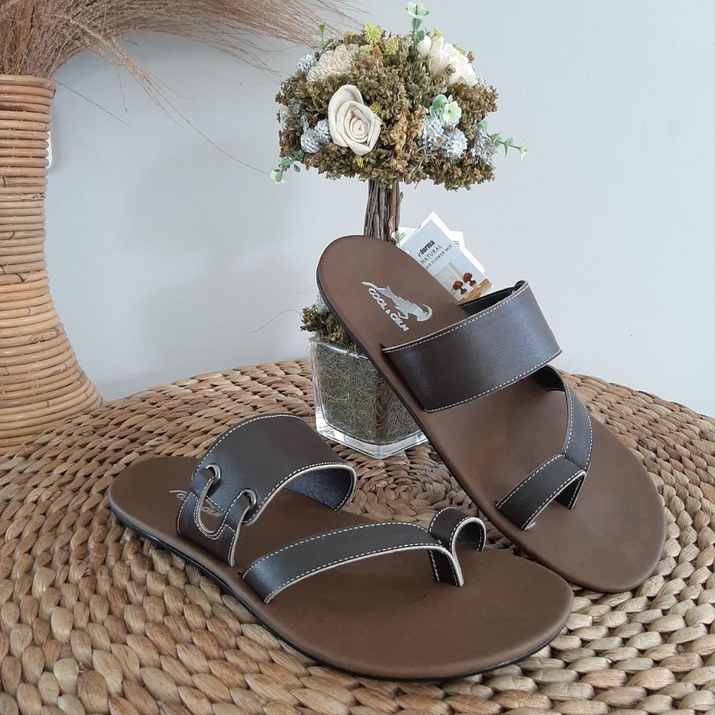 Sandal Pria Casual Kulit Terbaru Sendal Cowok Asli Garut