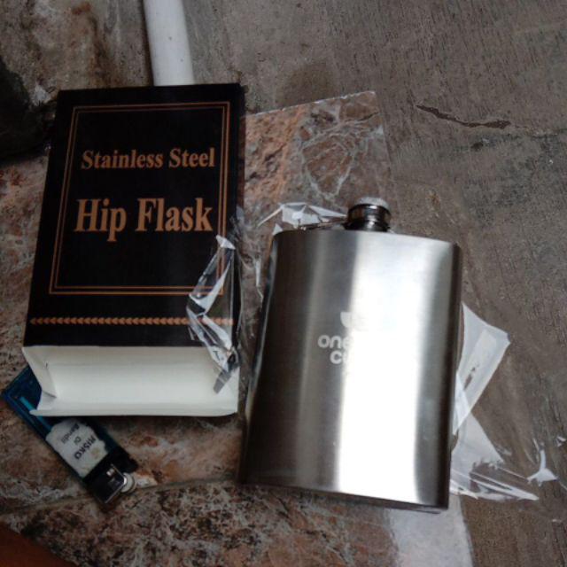 Botol Minum Wine Flask Stainless Steel Bentuk Kotak Flask Hip Square Shape 8oz - Silver