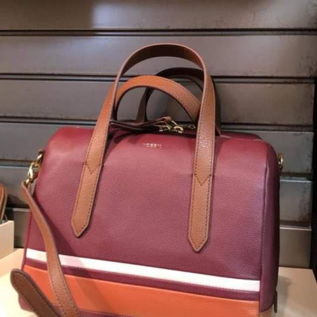 Fossil Sydney Satchel Red Stripes