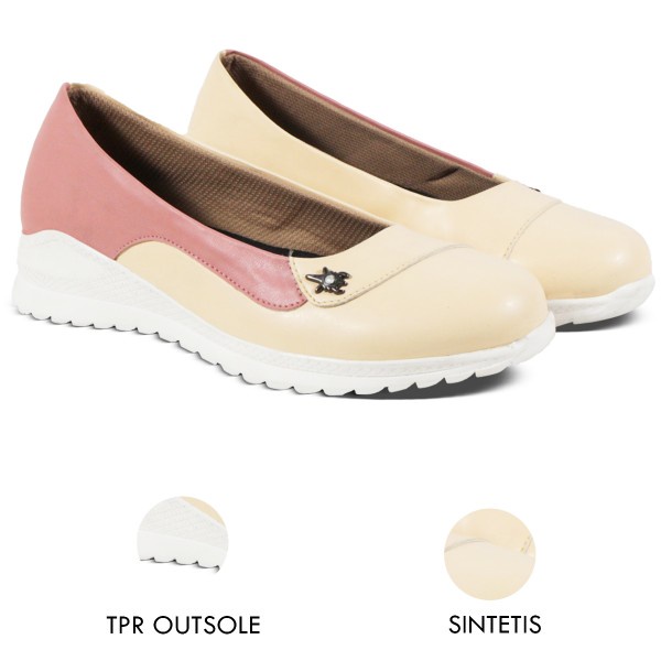 Sepatu Slip On Wanita V 3881 Brand Varka Sepatu Casual Wanita Kuliah Kerja Trendi Berkualitas - Krem Pink