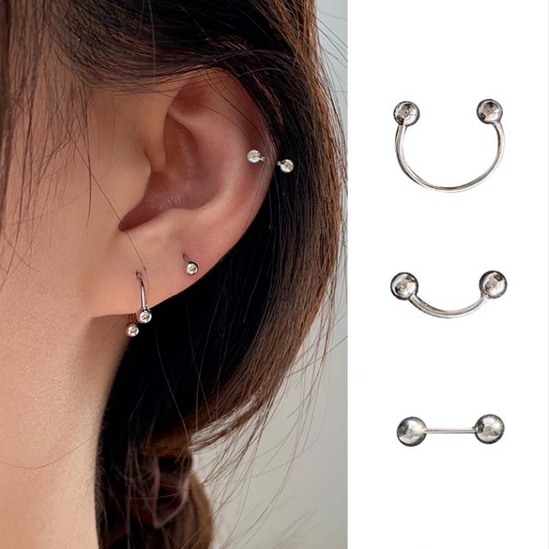 We Flower 1 Pasang Anting Tusuk Sterling Silver 925 Desain Bola Kecil Untuk Pria / Wanita