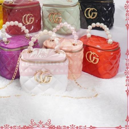 ➴ TAS JELLY GLOSSY TABUNG CG PEARL | TAS MINI RUBBER | TAS JELLY MINI MUTIARA ➥