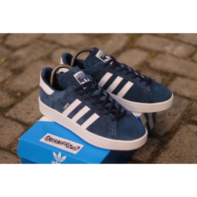 100% ORIGINAL SEPATU ADIDAS CAMPUS NAVY WHITE BNWB MADE IN INDONESIA IMPOR QUALITY