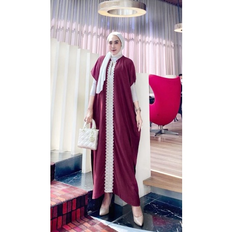 Daster kaftan by Naura/Kaftan Renda Panjang/Harga Penghabisan