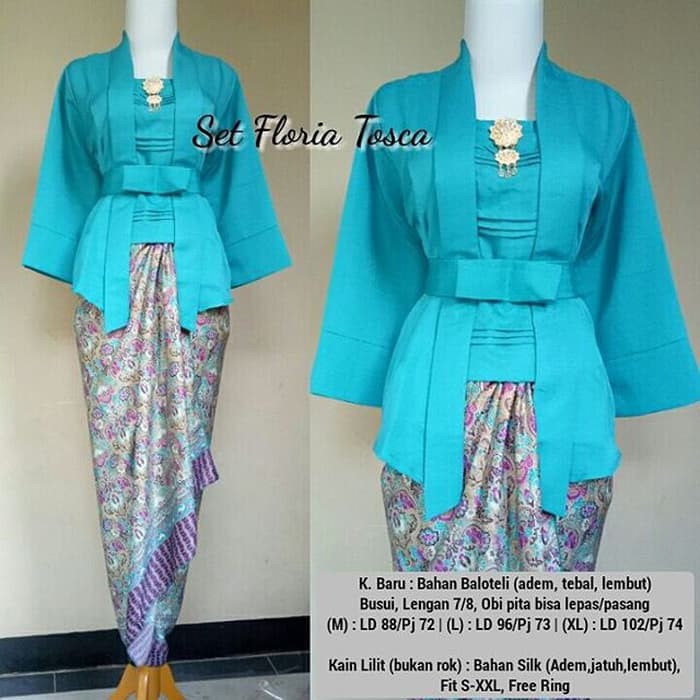 Kebaya Modern Set Kutubaru Hijau Tosca