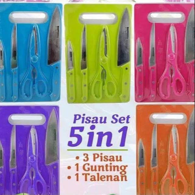 TERMURAH!! [BISA COD] PISAU 1 SET 5 PCS /PISAU / GUNTING / TELENAN SERBAGUNA FREE BUBBLE