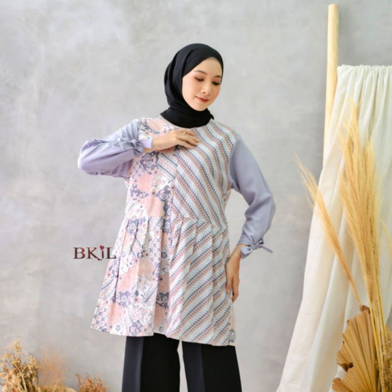 Batikalina Baju Batik Wanita Modern Atasan Blouse Batik Kerja Kantor Wanita Motif Laura