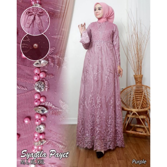 Gamis Syaqila Payet / Dress Syaqila Payet By SK / Dress Kebaya Cantik / Gamis kebaya Modern / Dress Kebaya Mewah / Dress Cantik