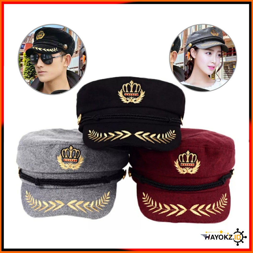 Topi Kapten Marinir Fisherman Yacht Navy Skipper Sailor Military Captain Embroidery Badge H