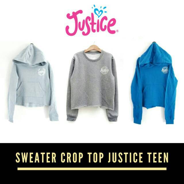 Sweater Jaket Anak Crop Top Fleece Justice Original Branded