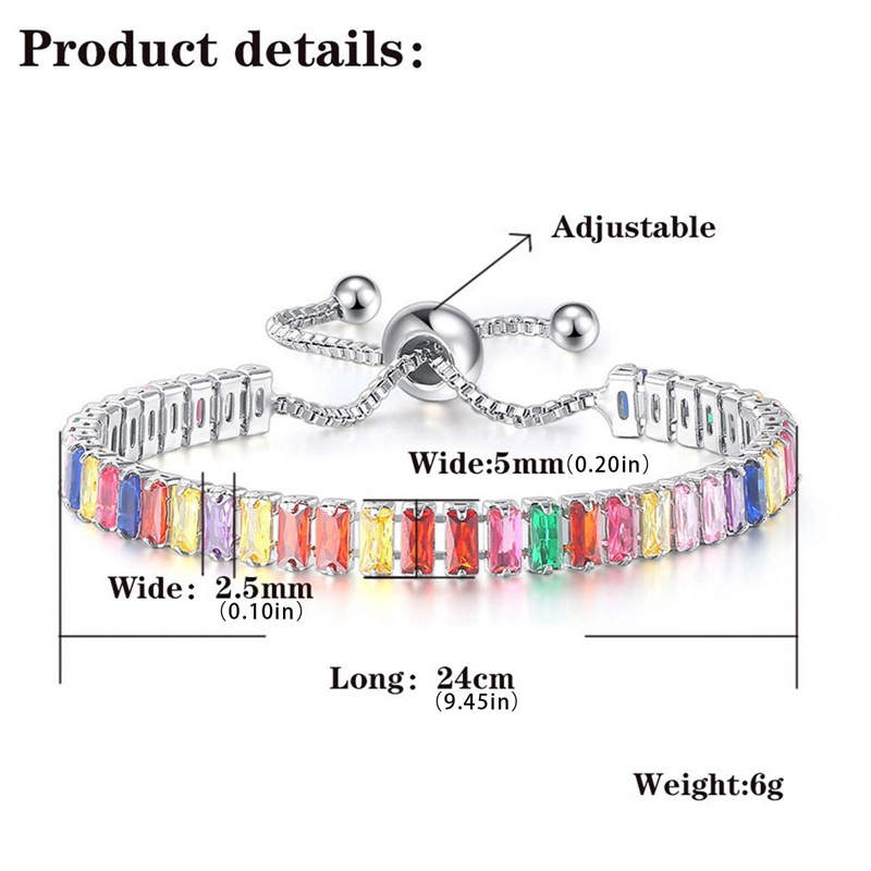 Gelang Rantai Tennis Adjustable Hias Zircon Untuk Wanita