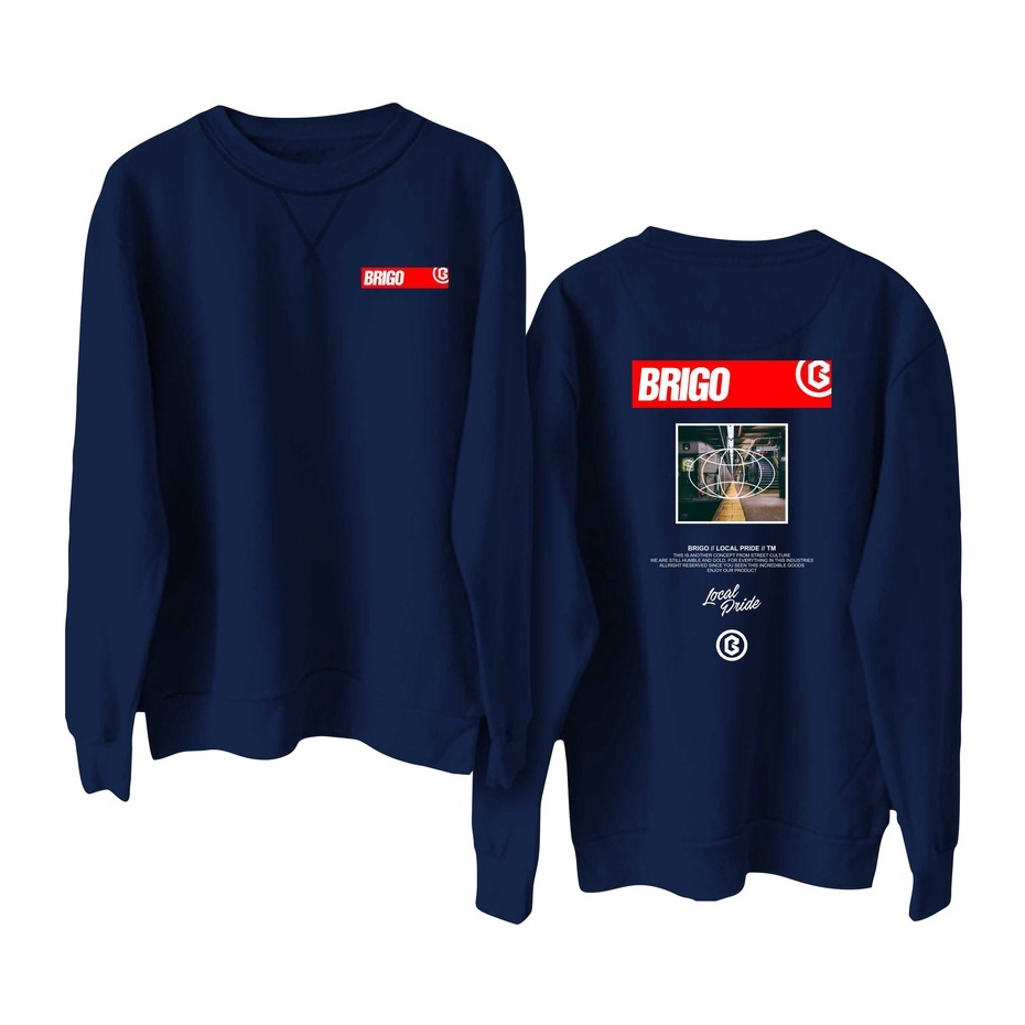 BRIGO Basic Sweatshirt  RED II Sweater Crewneck BRIGO RED Sablon DTF Fleece Cotton M-XXL (Pria &amp; Wanita) Free stiker&amp;Gantungan Kunci