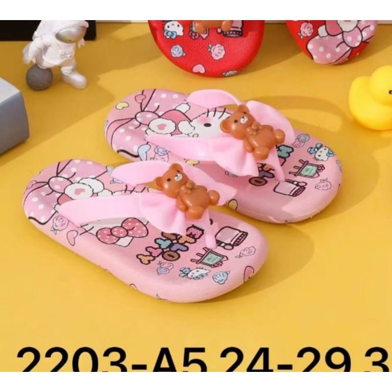 SANDAL JEPIT ANAK PEREMPUAN MOTIF PITA HELLO KITTY SANDAL KARET ANAK BABY BEAR IMPORT