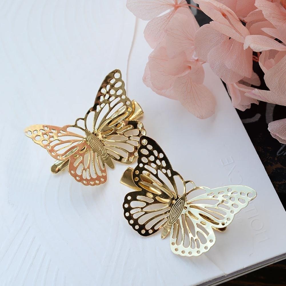 [Korean Style Women 3D Hollow Butterfly Shape Fairy Hairpins] [Girls Vintage Butterfly Hairpins] [Women's Clothing]