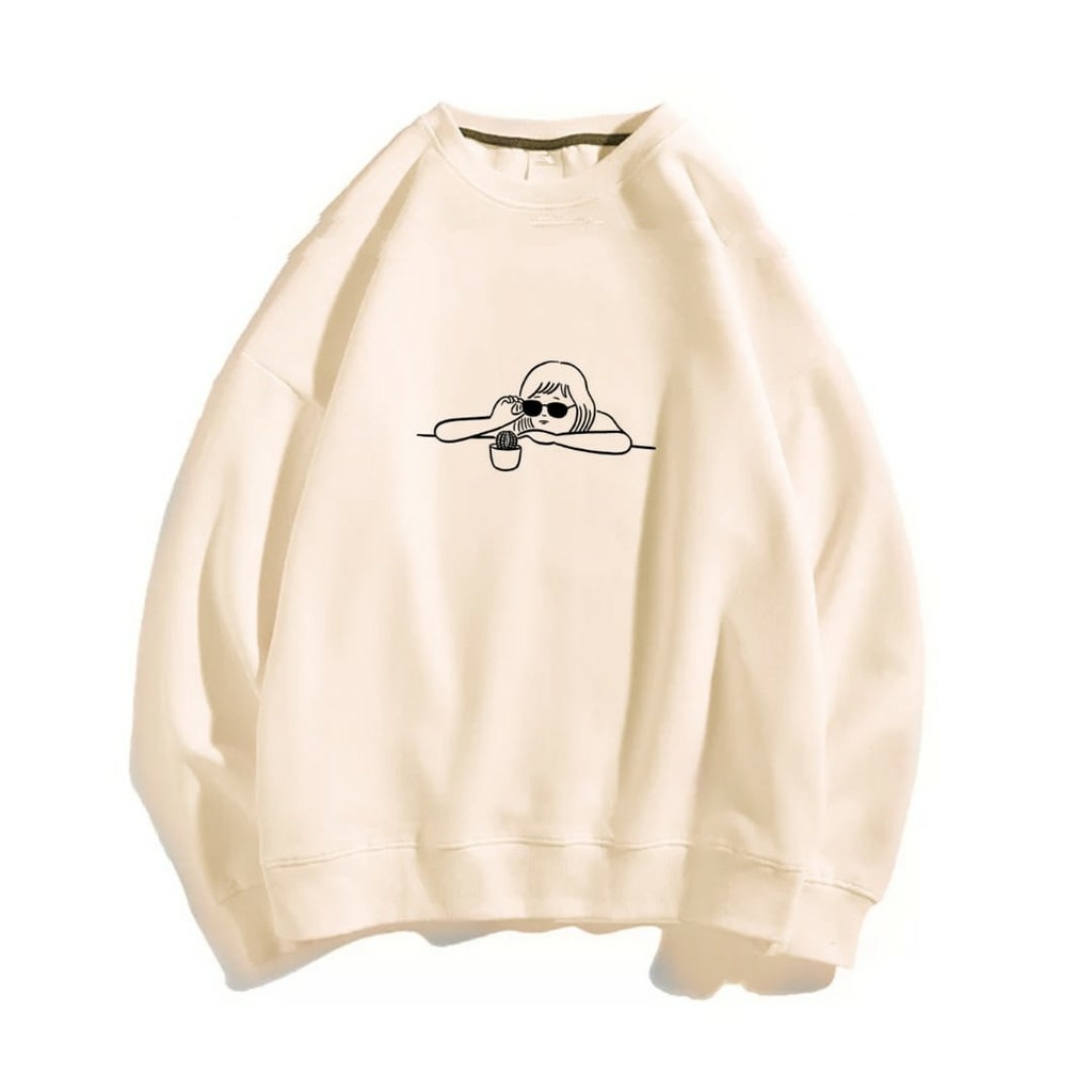 CREWNECK STAYCATION GIRL SWEATER WANITA / SWEATER WANITA TEBAL