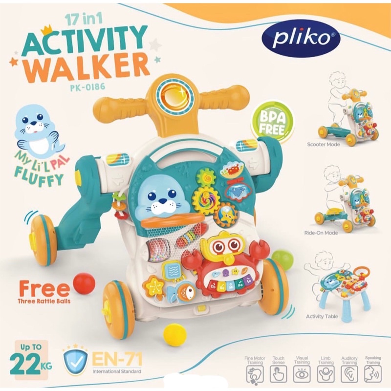 PUSH WALKER PLIKO ACTIVITY WALKER 17 in 1 PLIKO PK 1086 PUSH WALKER DORONGAN BAYI /MEMBANTU BELAJAR JALAN BAYI/ MAINAN BAYI/BABY WALKER/ MAINAN MEMBANTU BERJALAN PLIKO/MULTIFUNCTION WALKER