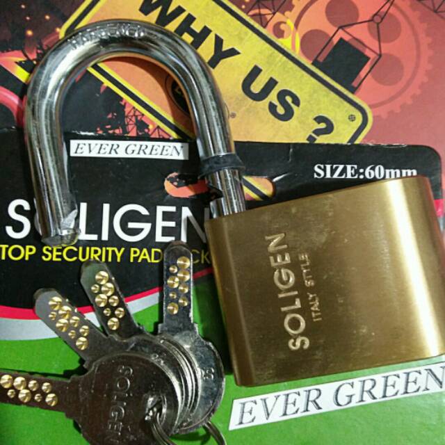 Kunci Gembok 60 mm . Kunci Gembok ITALY Asli Kunci Gembok Kuningan 60 mm Soligen per Kunci Cakram Ku