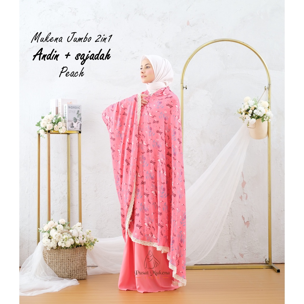 PUSAT GROSIR BELI COD MUKENA + SAJADAH DEWASA JUMBO KATUN RAYON ANDIN | MUKENA BALI ARUNA EXTRA LARGE